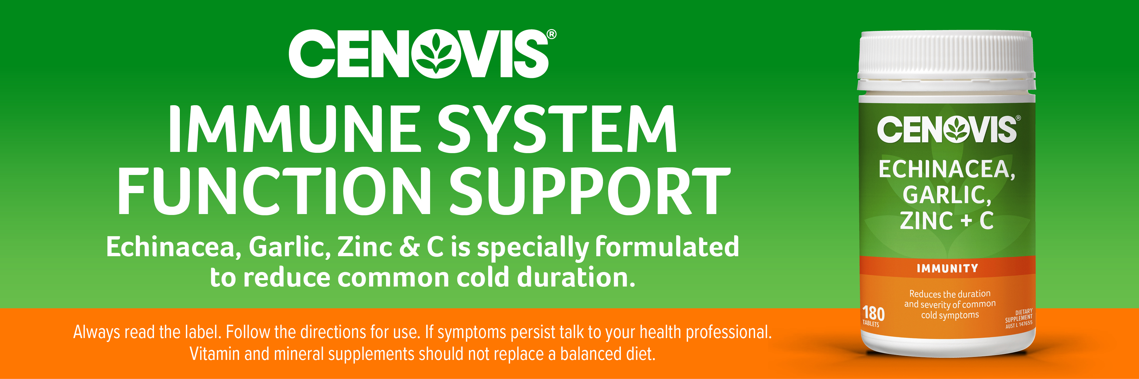 Buy Cenovis Echinacea, Garlic, Zinc & C Contains Vitamin C 180